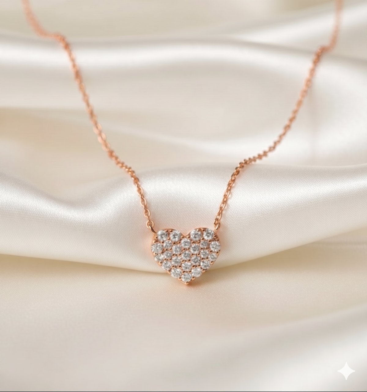 Full Pave Diamond Heart Station Pendant Necklace