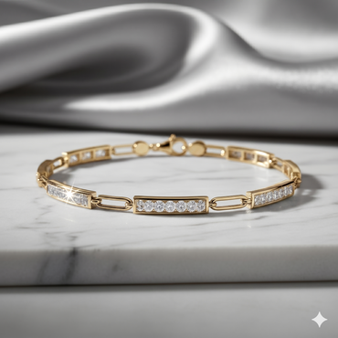 Paperclip Link Multi-Station Pavé Diamond Bar Bracelet