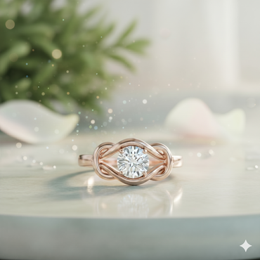 Round Brilliant Cut Diamond Interlocking Love Knot Solitaire