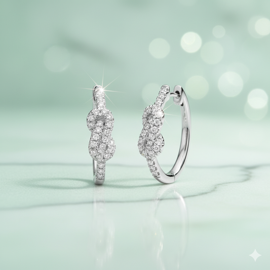 Infinity Love Knot Pavé Diamond Hoop Earrings