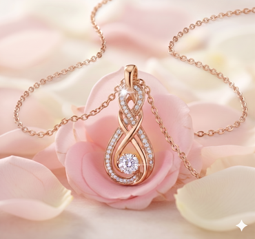 Interlocking Infinity Teardrop Floating Diamond Pendant Necklace