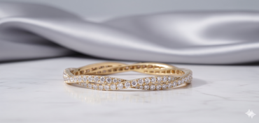 Twisted Infinity Wave Pavé Diamond Bangle Bracelet