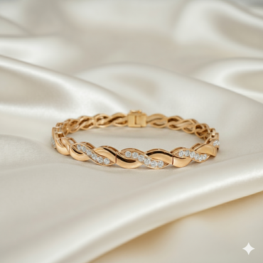 Interlocking Infinity Wave Pavé Diamond Link Tennis Bracelet