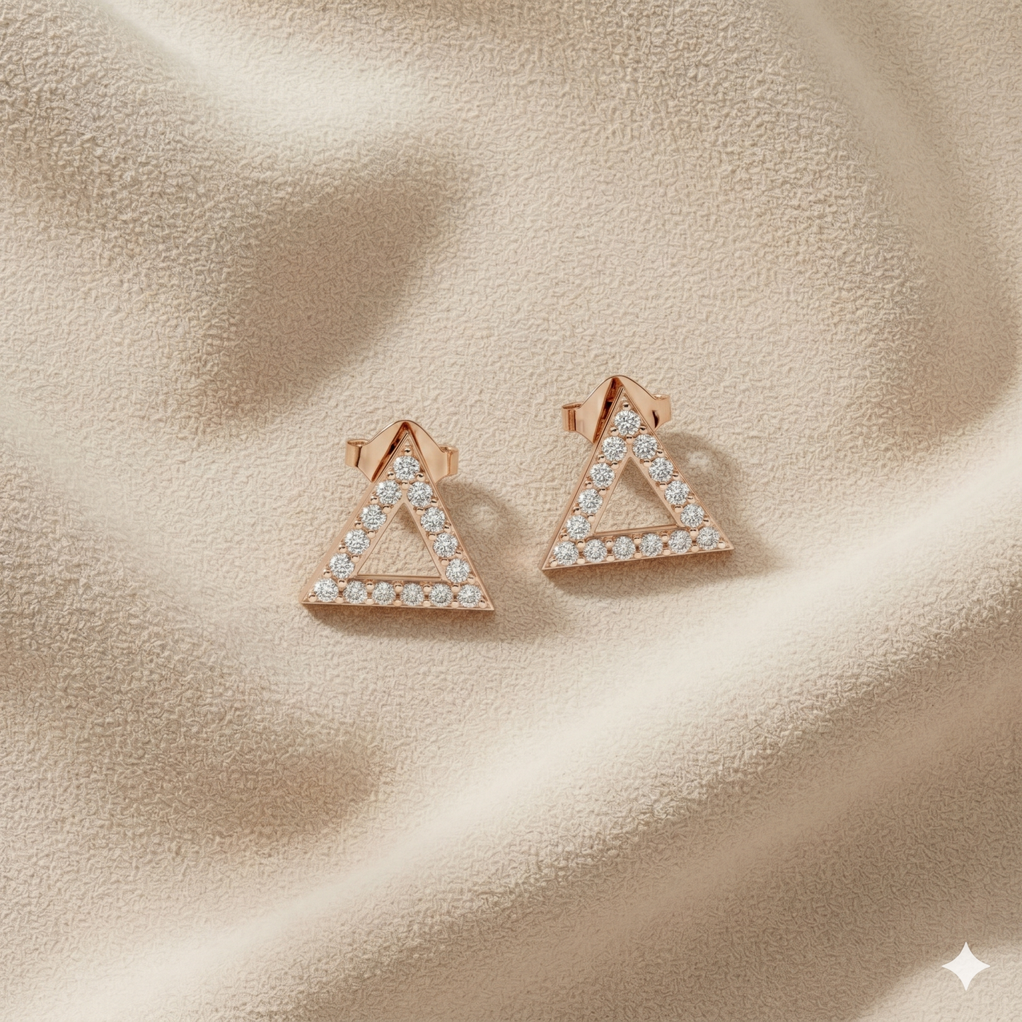 Open Geometric Triangle Diamond Stud Earrings