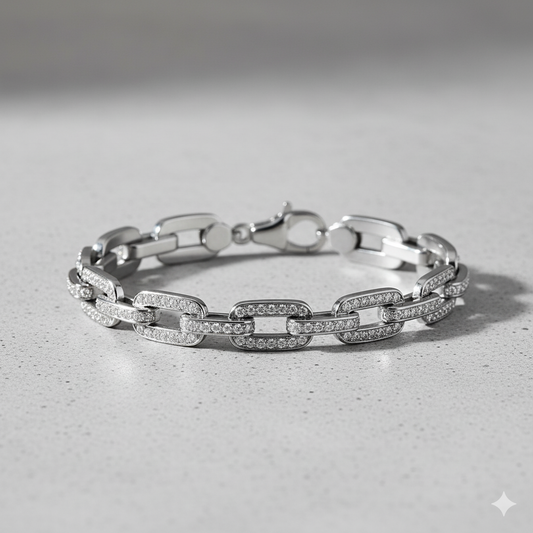 Pavé Diamond Heavy Oval Link Chain Bracelet