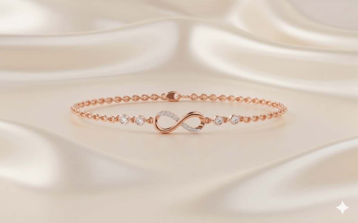 Bezel Station Infinity Ribbon Pavé Diamond Chain Bracelet
