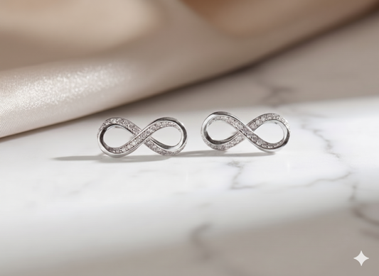 Infinity Ribbon Pavé Diamond Stud Earrings