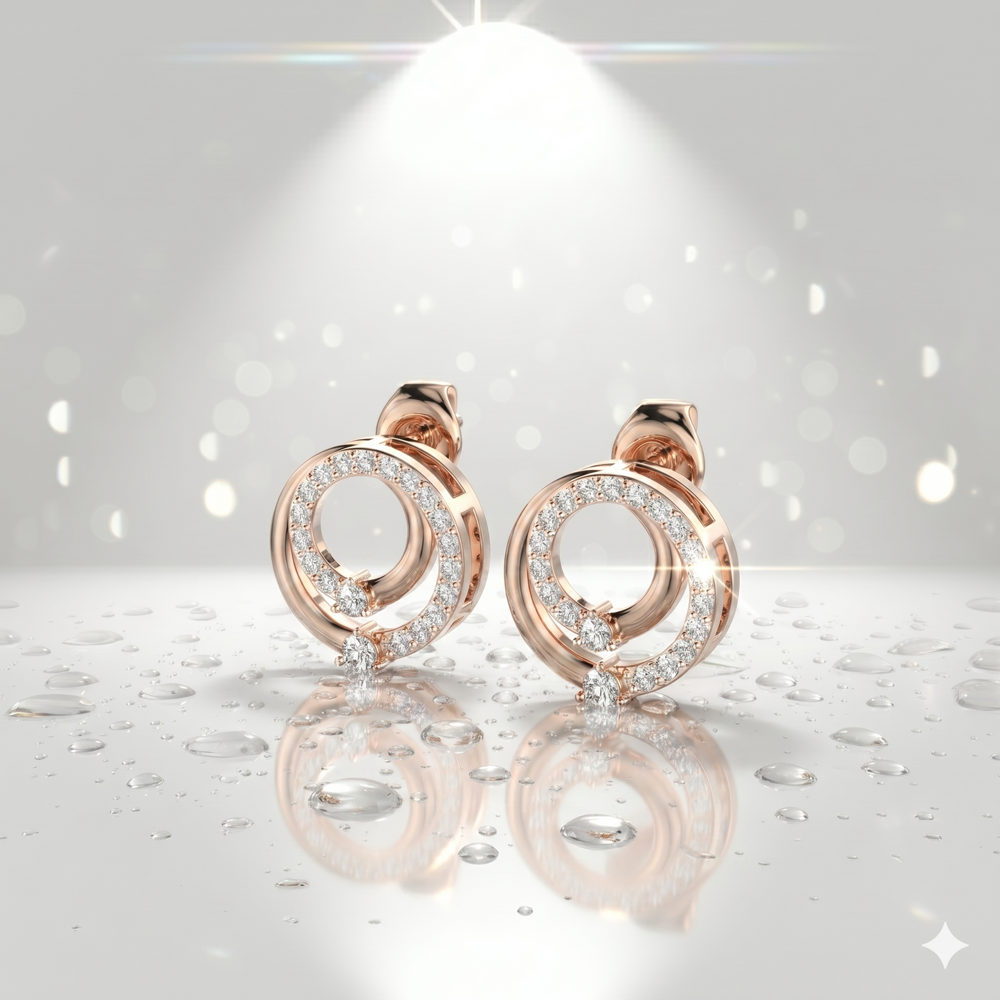 Spiral Interlocking Circle Diamond Stud Earrings