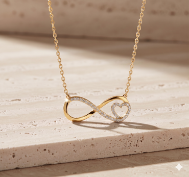 Interlocking Infinity Heart Pavé Diamond Station Necklace