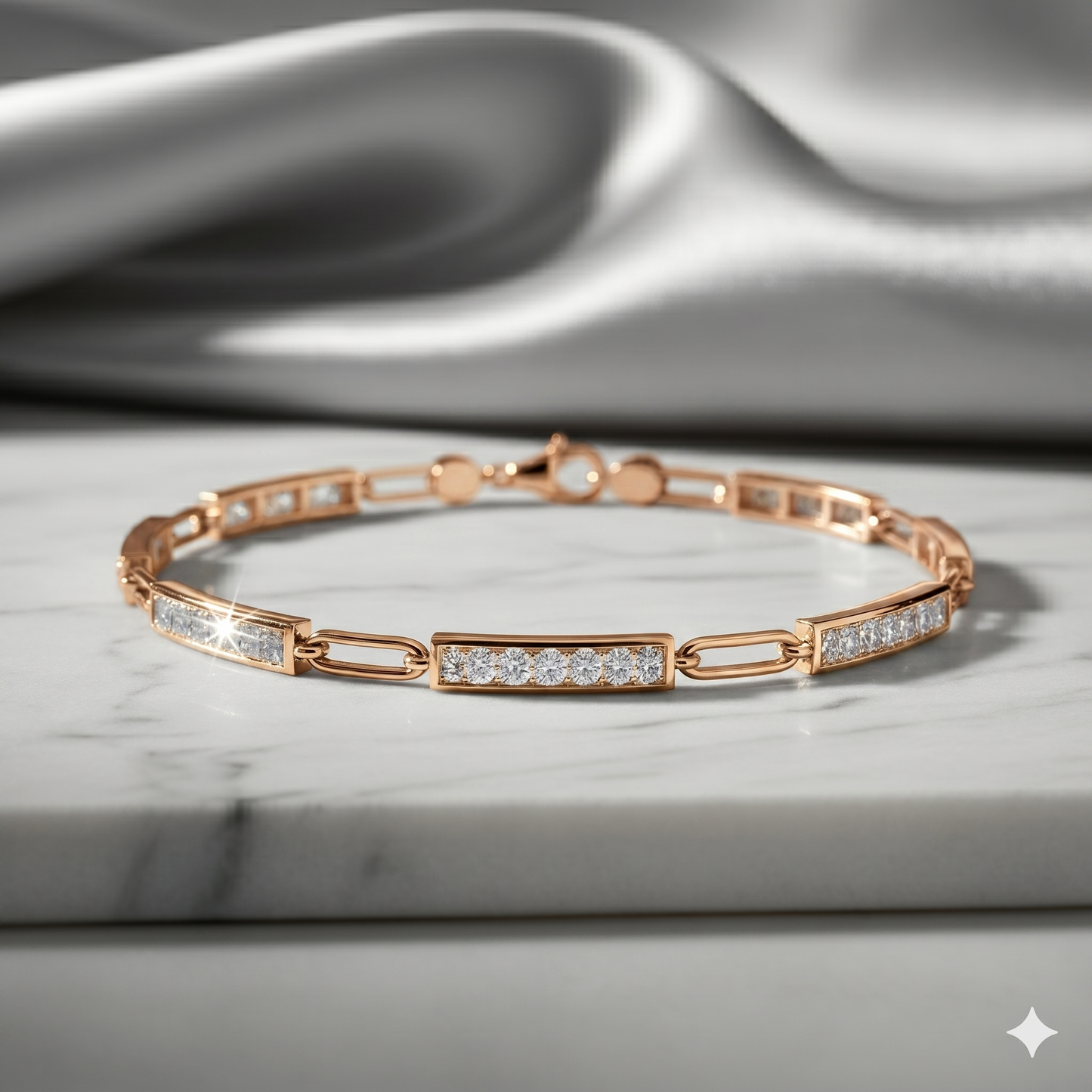 Paperclip Link Multi-Station Pavé Diamond Bar Bracelet