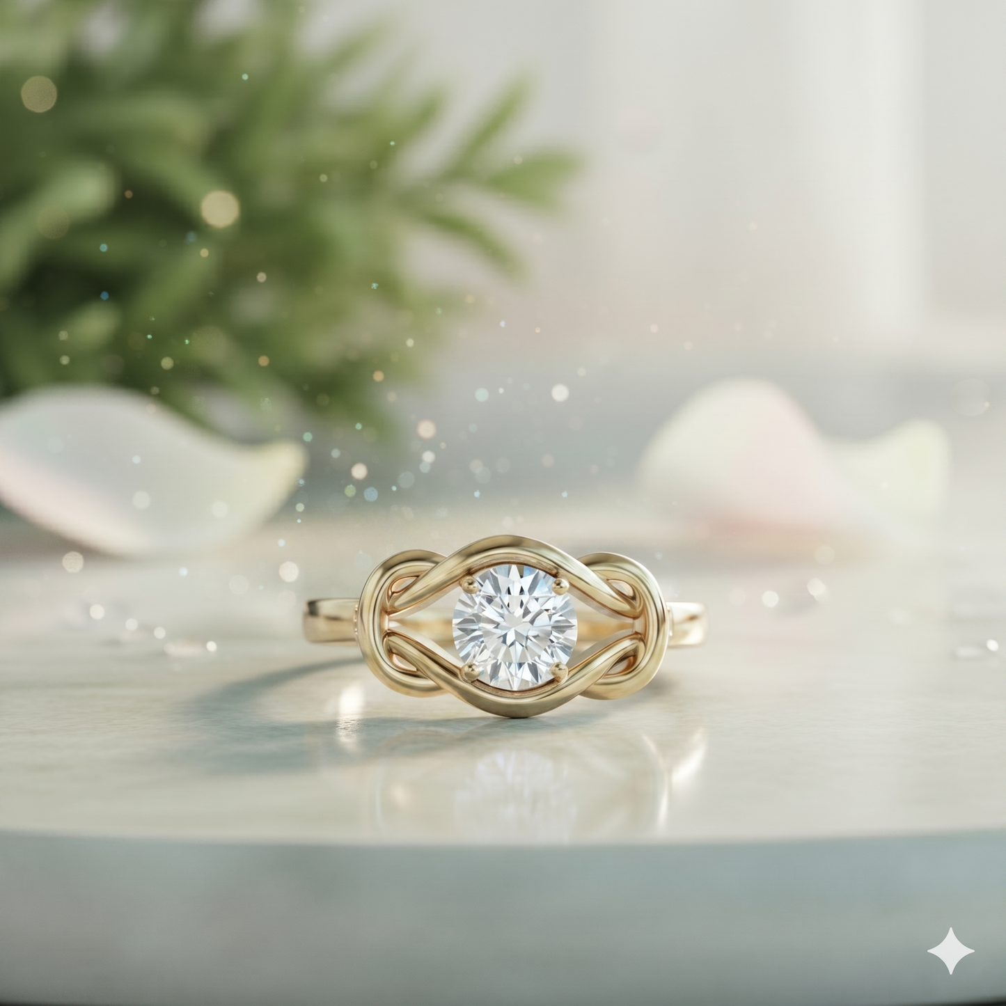 Round Brilliant Cut Diamond Interlocking Love Knot Solitaire