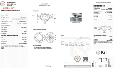 2.06 Carat Round Brilliant Lab-Grown Diamond | E Color | VVS2 Clarity | IGI Certified Excellent Cut