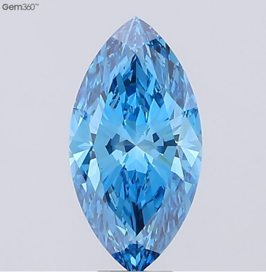5.92 Carat Marquise Cut Lab-Grown Diamond | Fancy Vivid Blue | VS1 Clarity | IGI Certified Excellent Polish & Symmetry