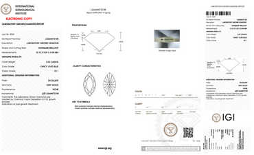 5.92 Carat Marquise Cut Lab-Grown Diamond | Fancy Vivid Blue | VS1 Clarity | IGI Certified Excellent Polish & Symmetry