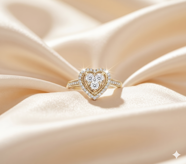 Heart Shaped Composite Cluster Double Halo Pavé Diamond Ring