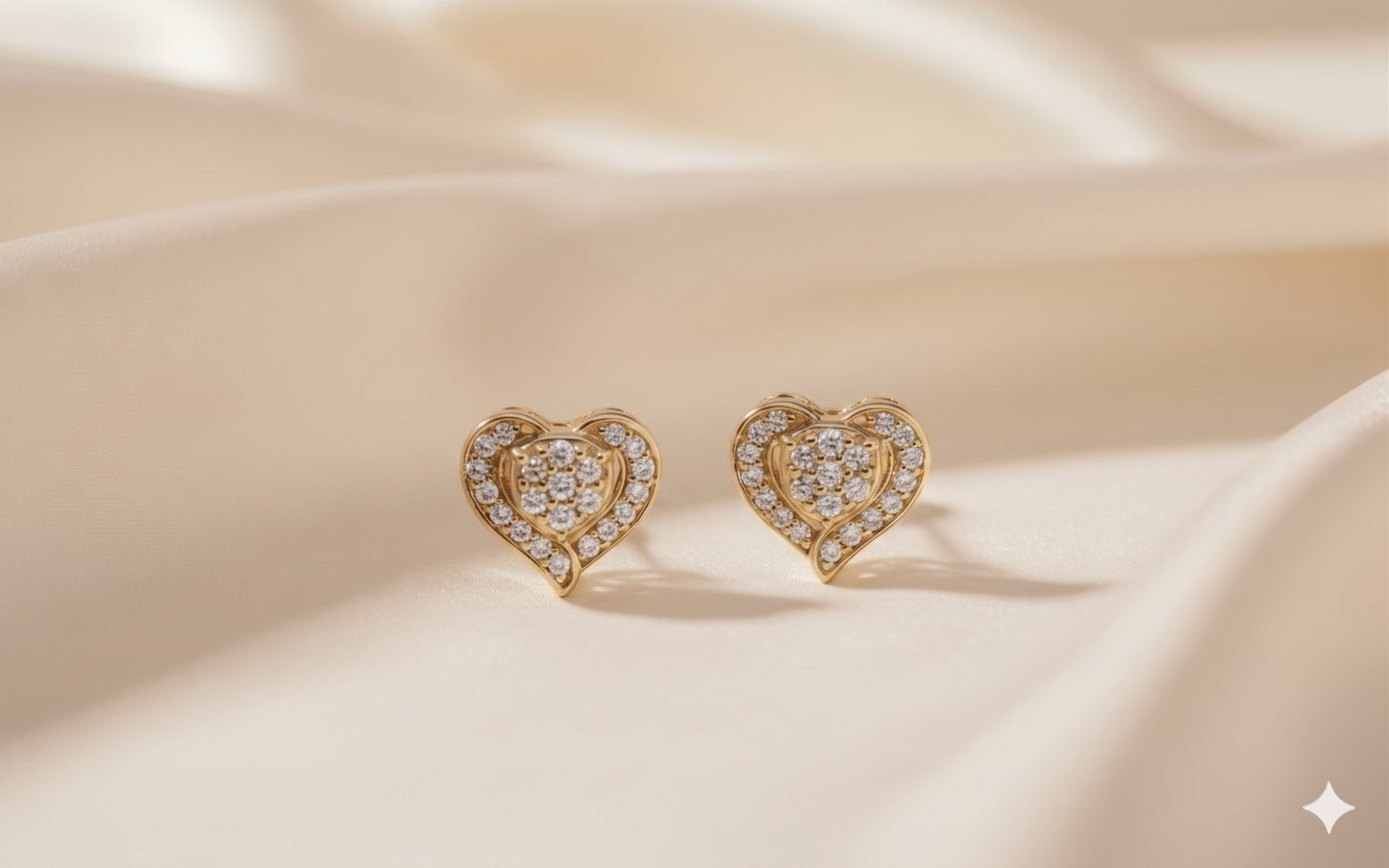 Double Heart Diamond Halo Stud Earrings