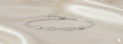 Multi-Station Diamond Bar Adjustable Bolo Chain Bracelet