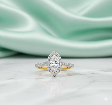 Marquise Cut Diamond Halo Pavé Engagement Ring