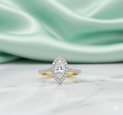 Marquise Cut Diamond Halo Pavé Engagement Ring