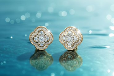 Clover Quatrefoil Diamond Cluster Stud Earrings