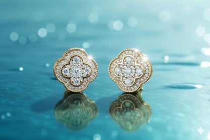 Clover Quatrefoil Diamond Cluster Stud Earrings