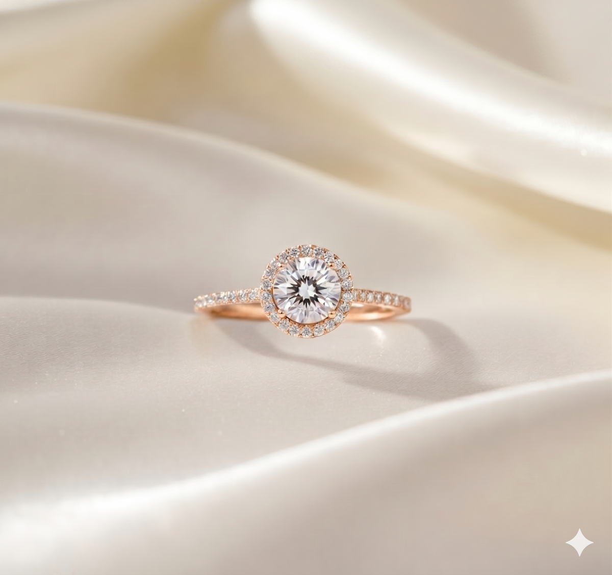 Round Brilliant Cut Diamond Halo Pavé Engagement Ring