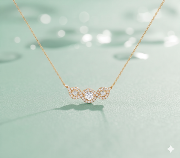Three-Station Round and Marquise Cluster Diamond Halo Bar