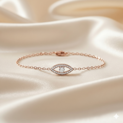 Floating Diamond Evil Eye Pavé Station Chain Bracelet