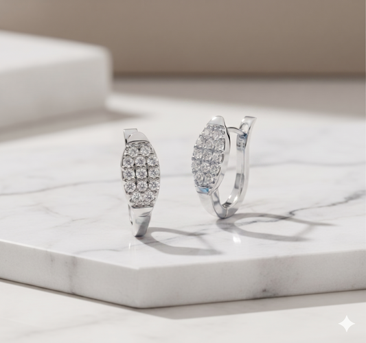 Marquise Pavé Diamond Huggie Hoop Earrings