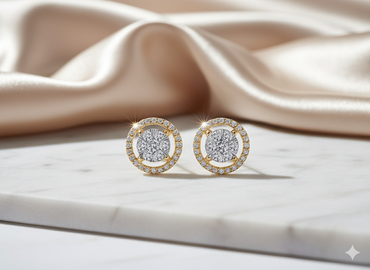 Round Cluster Halo Diamond Stud Earrings