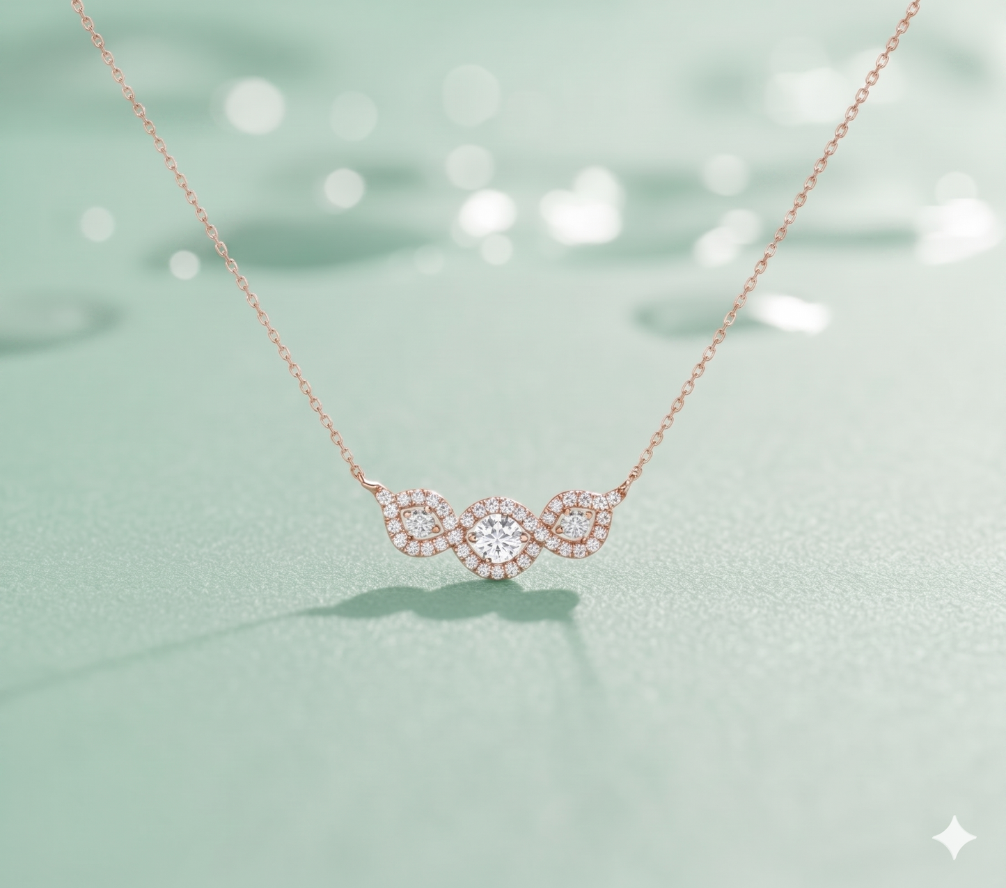 Three-Station Round and Marquise Cluster Diamond Halo Bar