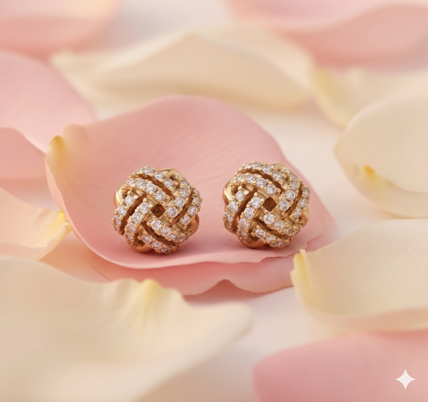 Woven Love Knot Pavé Diamond Stud Earrings