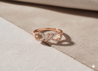 Interlocking Triple Ribbon Infinity Pavé Diamond Statement Ring