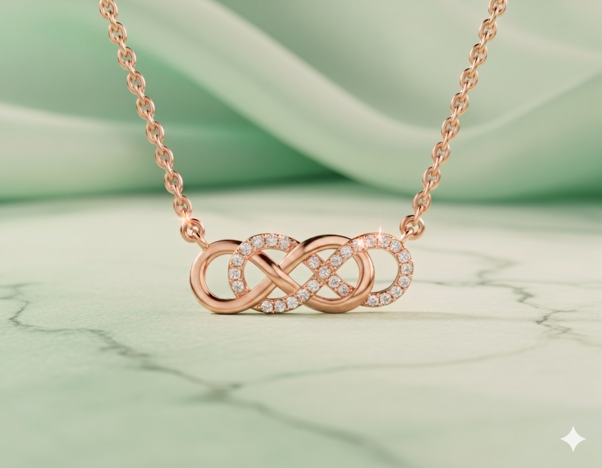 Interlocking Double Infinity Pavé Diamond Station Necklace