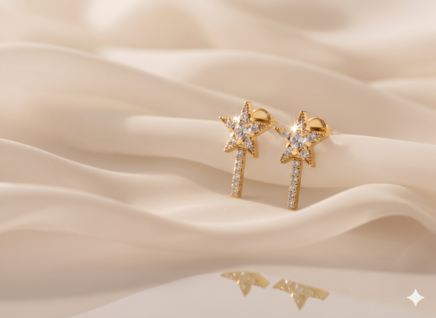 Celestial Star Shooting Star Diamond Drop Earrings