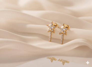 Celestial Star Shooting Star Diamond Drop Earrings