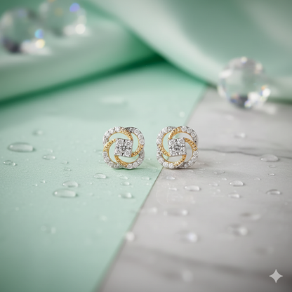 Two-Tone Pavé Love Knot Stud Earrings
