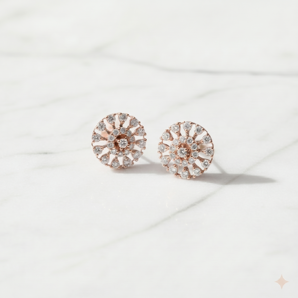 Diamond Sunburst Halo Stud Earrings