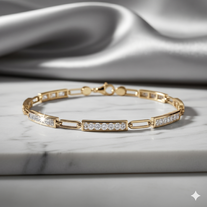 Paperclip Link Multi-Station Pavé Diamond Bar Bracelet