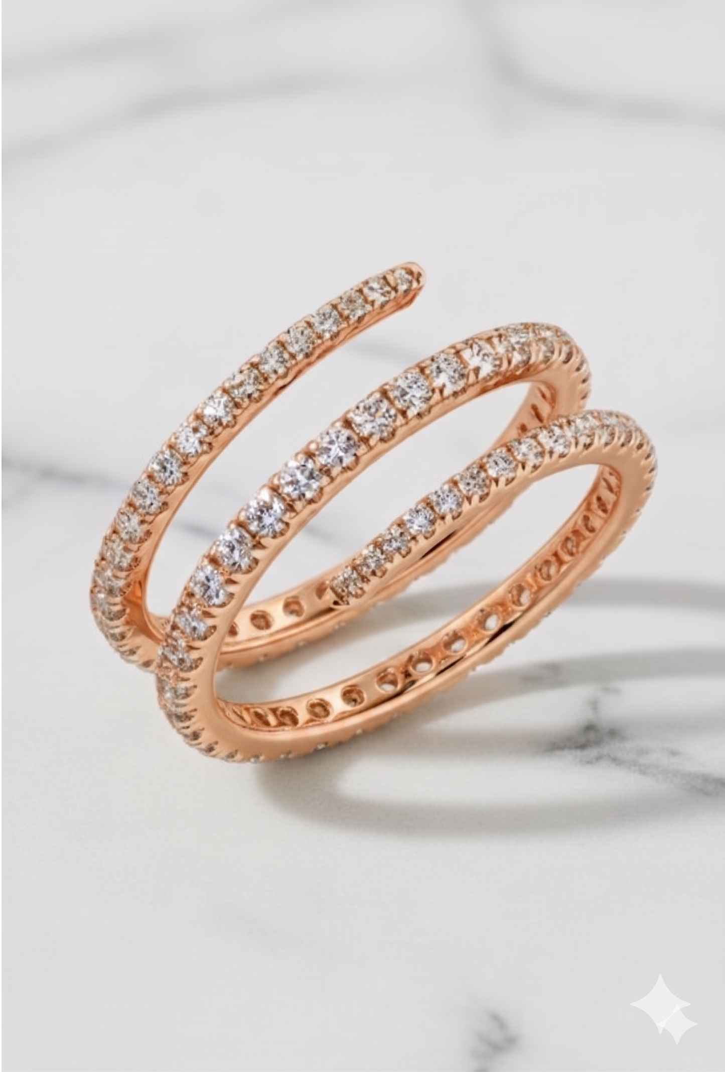 Multi-Row Spiral Wrap Pavé Diamond Statement Ring