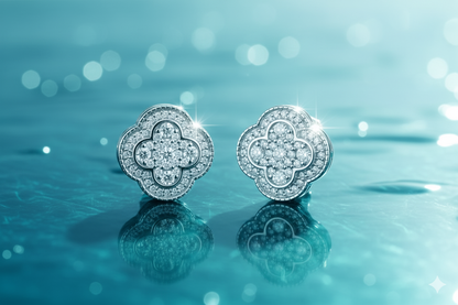 Clover Quatrefoil Diamond Cluster Stud Earrings