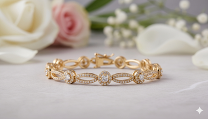 Round Cluster Halo Openwork Marquise Link Diamond Tennis