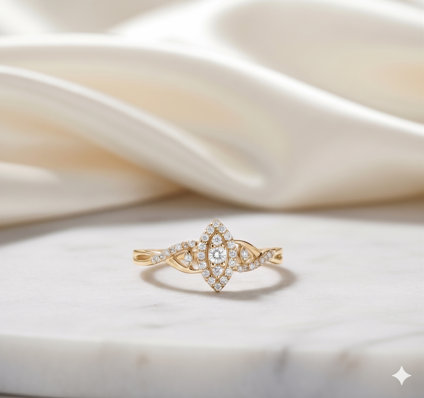 Marquise Illusion Cluster Halo Twisted Infinity Engagement Ring