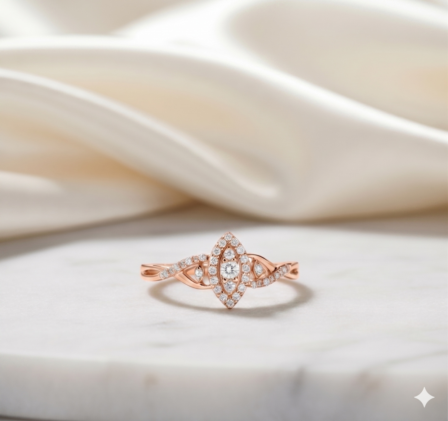 Marquise Illusion Cluster Halo Twisted Infinity Engagement Ring