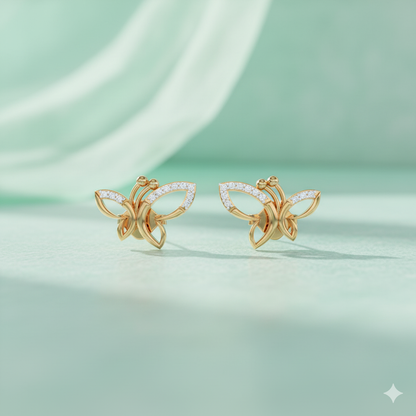 Openwork Butterfly Diamond Stud Earrings