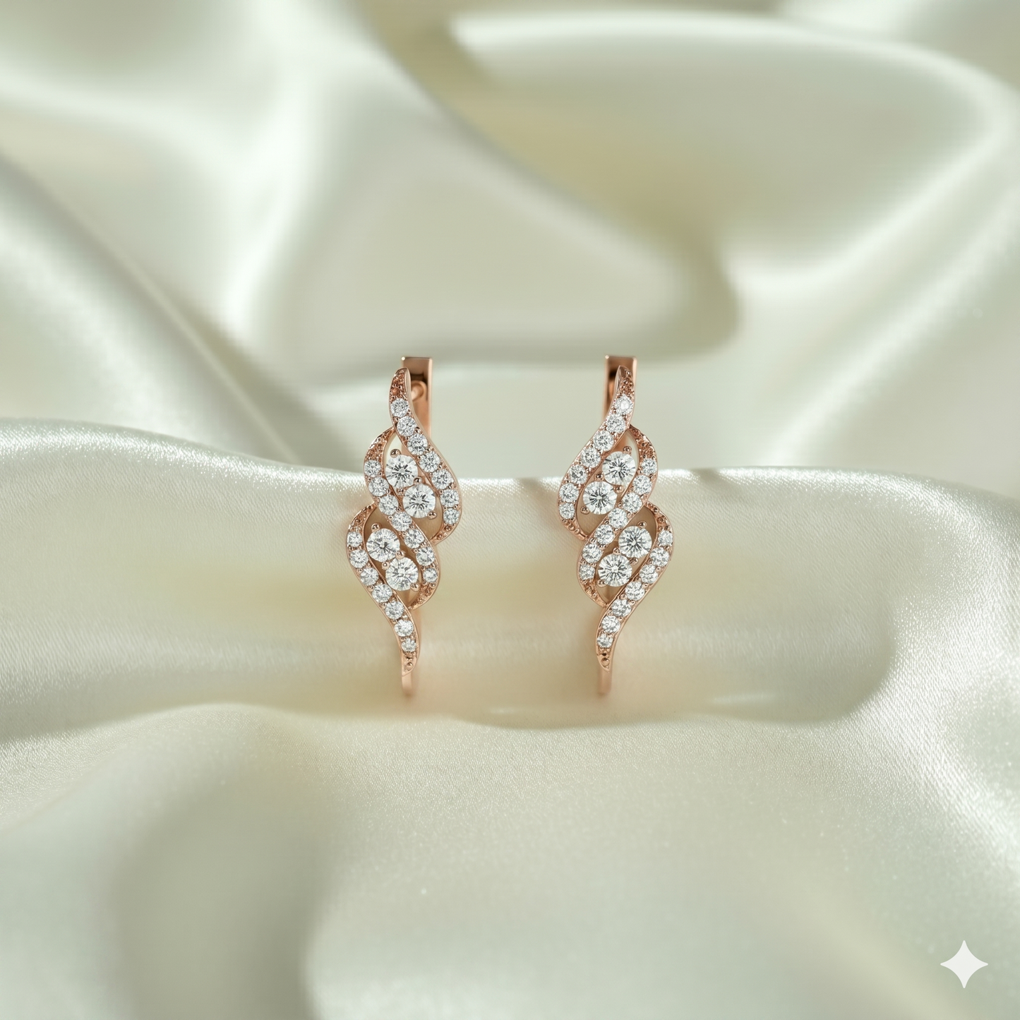 Diamond Wave S Hoop Earrings