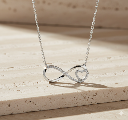 Interlocking Infinity Heart Pavé Diamond Station Necklace