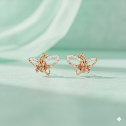 Openwork Butterfly Diamond Stud Earrings