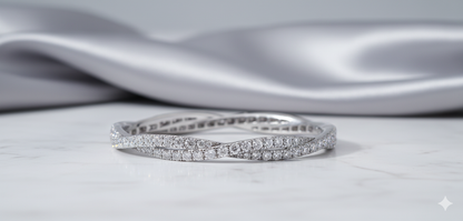 Twisted Infinity Wave Pavé Diamond Bangle Bracelet