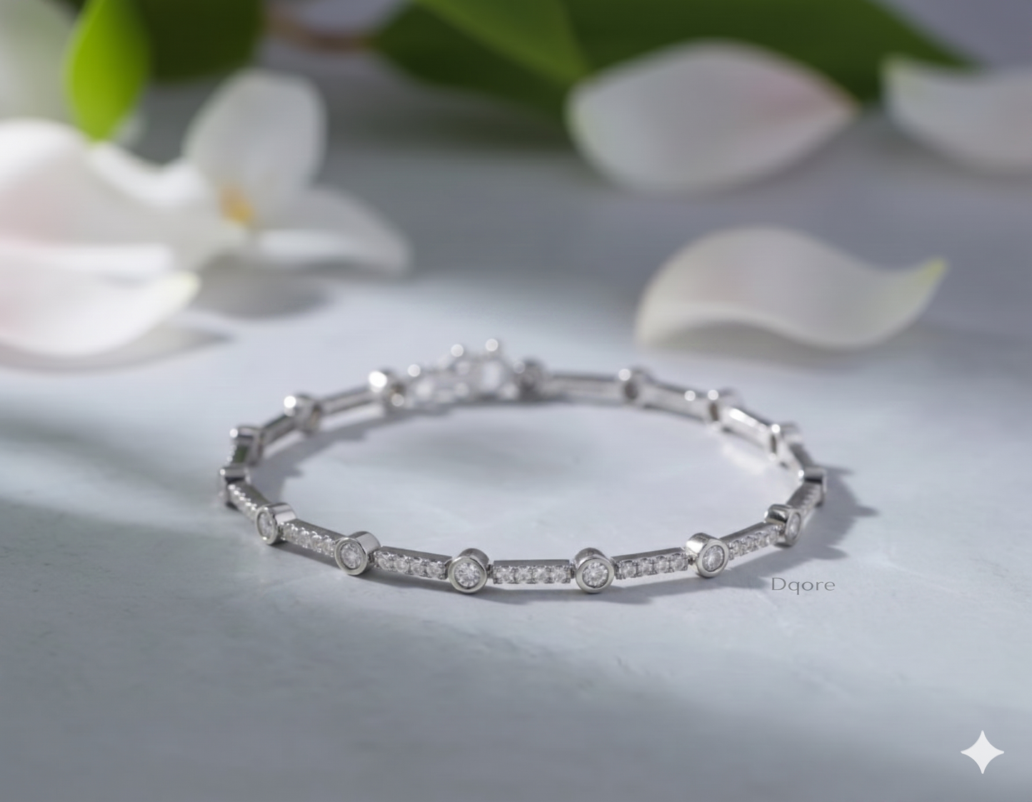 Bezel Set Station Pavé Diamond Linear Tennis Bracelet